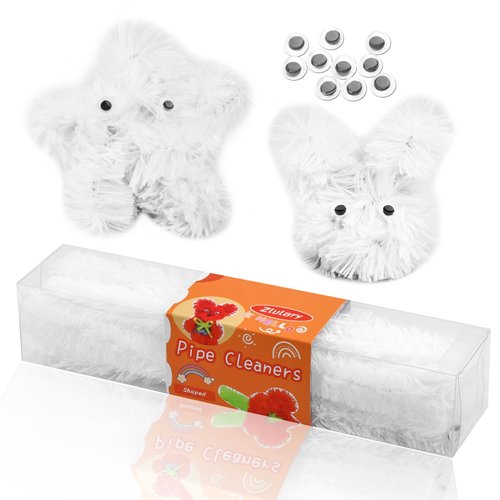 White Pipe Cleaner, Pipe Cleaners Craft, 30mm Super Chunky Chenille Stems, Pipe Cleaner for Beginners DIY Arts Crafts Decorations