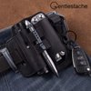 Gentlestache Belt Sheath, Practical EDC Leather Belt Organizer with Multitool Pouch, Flashlight/Pen Holder and Keychain Clip for Men Black