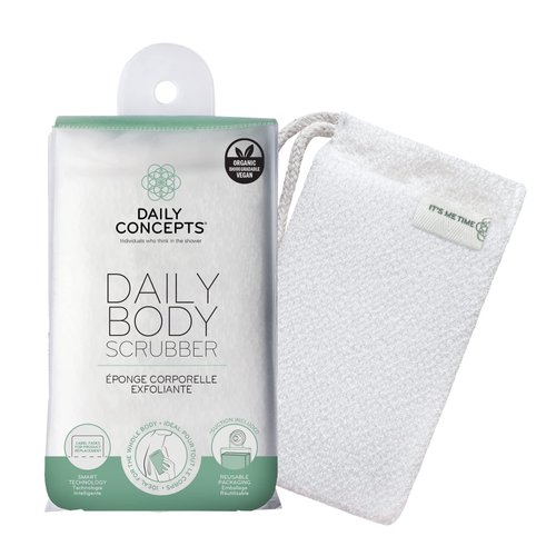DAILY CONCEPTS Daily Body Scrubber, Soy-Based and Organic Cotton. The Bath Sponge Deeply Cleanses The Skin and Creates A Rich Foamy Lather. The Outer Texture Provides A Gentle Exfoliation - Pack of 3