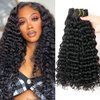 Yavida Deep Wave Human Hair Bundles 12A Unprocessed Human Hair Weave Bundles Deep Wave Bundles 16 18 20 Inch Brazilian Deep Wave Sew In Hair Extensions