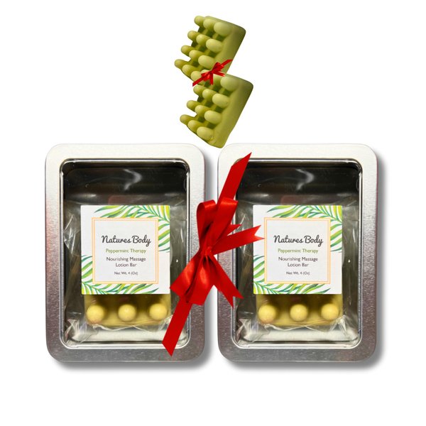 Peppermint And Eucalyptus Travel Size Lotion Bar With Massage Nubs | Soothe Neck, Back, Shoulder Muscle Tension | Natural Massage Tools For Body Aches | Back Massager, Neck Massager, Shoulder Massager