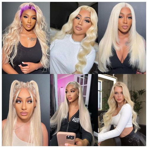 werkueen 613 Lace Front Wig Human Hair 13x6 Blonde Wig Human Hair Straight 613 HD Lace Frontal Wig 180% Density Blonde Lace Front Wigs Human Hair Glueless Wigs Pre Plucked With Baby Hair (16Inch)