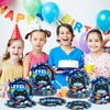 96Pcs 10th Birthday Video Game Party Supplies Blue 10th Plates and Napkins Tableware Set Level 10 Party Decorations for Boys Gamer Birthday 10 Year Old Party Favors for 24 Guests