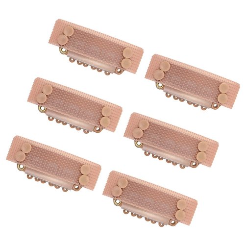 6 Pcs Stickable Wigs Clips U-Shape Snap Clips 28mm 6-Teeth Hair Extensions Clips with Rubber for Hair Extensions (Light Brown)