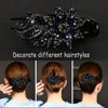 Yusier 4PCS Ponytail Hair Clip Duckbill Clips with Rhinestones Headdresses for Women Diamond Hair Clips with Flower Decorative Barrettes Sparkly Prom Hair Clips (Flower-B)