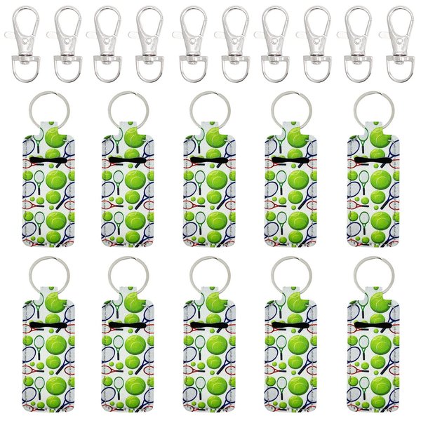 allydrew 10 Pack Chapstick Holder Keychain, Keyring for Lip Balm Lip Gloss Lipstick with 10 Pieces Metal Keyring Clasps, Tennis