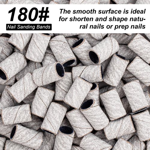 Difenni Sanding Bands for Nail Drill, 180 Grit Sanding Bands Nail Drill Bits 100 Pcs Fine Grit Nail Sanding Bands with Storage Box for Most Size 3/32" Nail Drill Machine (Zebra)