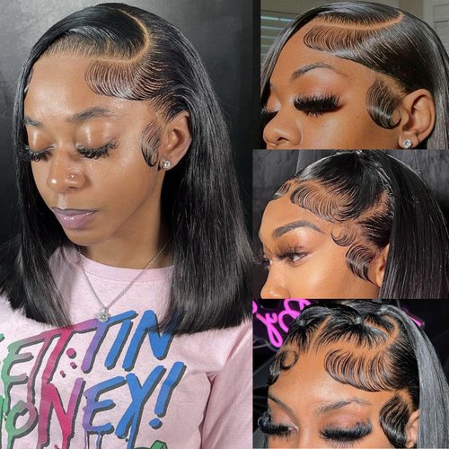 613 Blonde Short Straight Lace Bob Wigs Human Hair 13x6 Transparent Lace Front Bob Wigs For Women 180% Density Brazilian Virgin Human Hair Pre Plucked With Baby Hair Glueless 14 Inch 613 Bob Wig