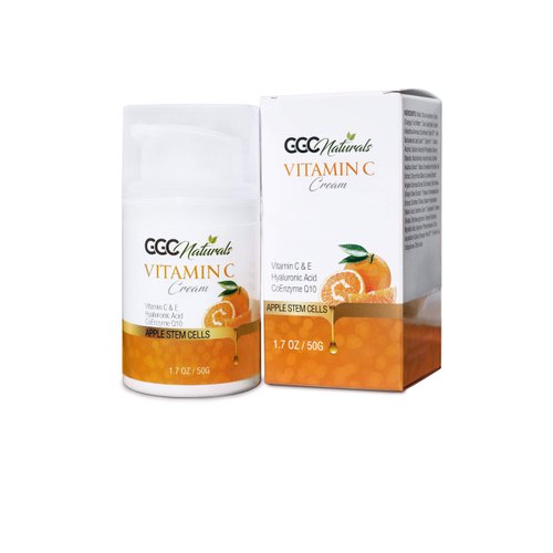 GGC Naturals Vitamin C Cream with Hyaluronic Acid, Vitamin E for Face and Eyes - Organic & Natural Ingredients for Anti Wrinkle, Anti Aging 1.7 oz