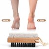 Foot Scrubber Brush with Pumice Stone for Feet Hands, Wooden Cleaning Fingernail Scrub Brush, Finger Toes Nails Cleaner Brushes with Stiff Bristles for Scrubbing Fingernails 2 in 1 Manicure Pedicure