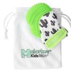 Malarkey Kids Munch Mitt Teething Mitten - The Original Mom-Invented Silicone Teether Mitten with Travel Bag – Ideal Teething Toys - Green Cactus