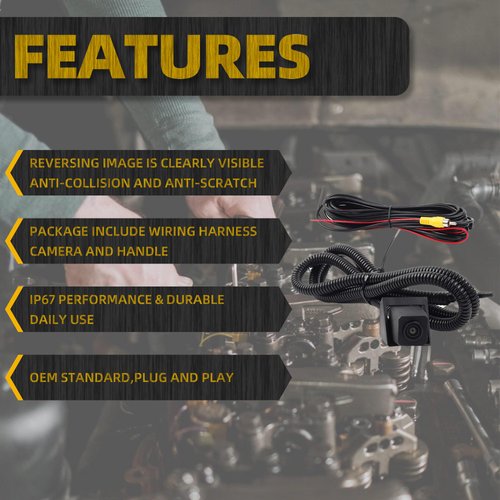 Dasbecan Backup Camera Compatible with 2007-2018 Jeep Wrangler JK Spare Tire Mount Rear View Reverse Camera, Adjustable Bracket, Removable Guidelines with OEM Monitor Adapter