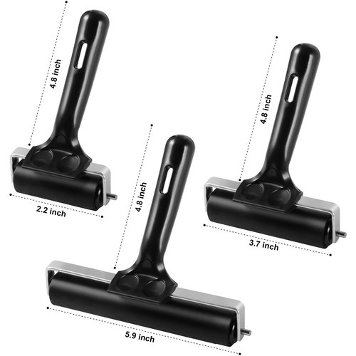 3 Pack Brayer Rollers for Crafting, Vinyl Rubber Roller Brayers, Printmaking Brayer Rollers for Cricut Maker, Gluing, Printing, Inking and Stamping(Black)