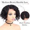 WIGER Short Lace Front Wigs Human Hair for Women Short Curly Bob Wig Black Wavy Lace Wig Black Pixie Cut Wig Brazilian Virgin Human Hair Curly Wigs 180% Density Side Part