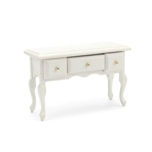 Miniature Table 1:12 Furniture for Dollhouse Accessories Writing Desk with 3 Drawers Miniature Room Ornaments Living Room Bedroom Library Scene Decoration (White)
