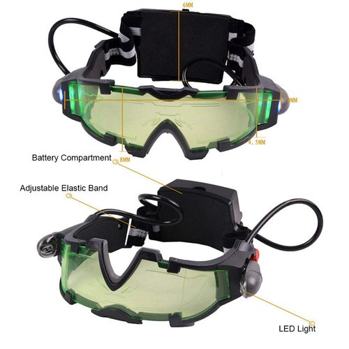 Weahre Spy Night Vision Goggles, Adjustable LED Night Goggles with Flip-Out Lights Green Lens for Kids Christmas Birthday Gifts Racing Bicycling, Skying to Protect Eyes (LNVG00)