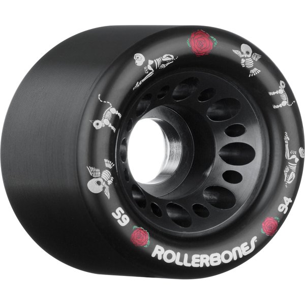 Rollerbones Day of The Dead Pet Series 59mm x 94A Derby Black Roller Skate Wheels (4 pk)