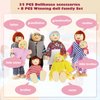 Sumind 35 Pcs Wooden Doll House Furniture and Accessories Set with 27 Pcs Dollhouse Furniture 8 Pcs Doll House Dolls Family Doll Furniture Small Dolls for Dollhouse Family Set Dollhouse Accessories