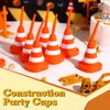 Sawysine 8 Pack Construction Cone Cups with Straws Bulk, Traffic Cones Party Favor Cups 10 oz Plastic Reusable Kids Race Cups Set for Construction Traffic Theme Racing Car Birthday Party Supplies