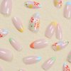 24 Pcs Almond Press on Nails Short Fake Nails French Tip False Nails with Flower Designs Acrylic Glue on Nails Spring Summer Stick on Nails for Women Girls Nail Art