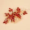 BERYUAN Wedding Pearls Crystal Rhinestone Hair Comb Pearls Crystal Flowers Bride Headpiece Crystal Pearls Wedding Hair Accessories Handmade Wedding Hairband for Wedding Women and Girls (red)