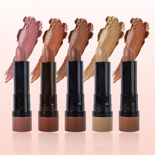 5 Colors Matte Lipstick Set, Chestnut Lipstick Set Brown Lipstick Waterproof Lipstick Long Lasting Non-Stick Cup Nude Lipstick, Labial Para Mujeres Gift for Women