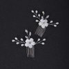 Jumwrit Bridal Flower Hair Comb Rhinestone Pearl Hair Comb Bride Wedding Hair Accessories Hair Pieces for Bridesmaids Women Silver Hair Comb