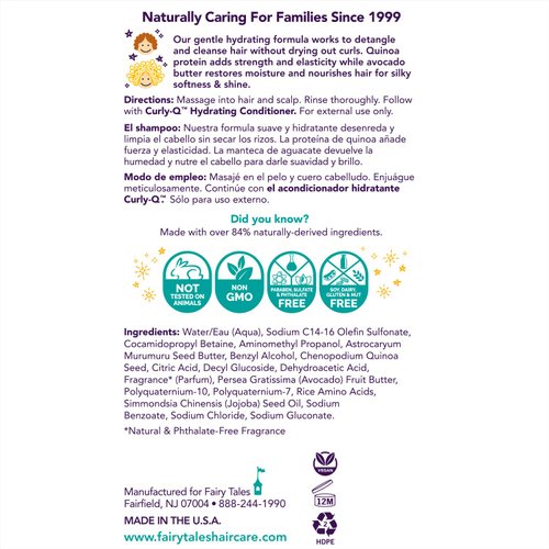 Fairy Tales Curly Q Hydrating Shampoo for Curly and Multi-Cultural Hair - Paraben, Sulfate, Gluten and Nut Free - 12 oz