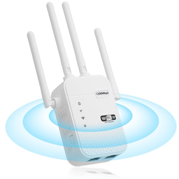 2024 WiFi Extender Signal Booster Repeater for Home Cover Up to 12805 sq.ft Dual Band 5GHz/2.4GHz WiFi Signal Strong Penetrability 100 Devices 4 Modes Antennas 360° Full Coverage with Ethernet Port