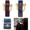 2 Pcs Toggle Hair Tie Dreadlock Accessories elastic ribbon Embedded Ponytail Holders Colorful Bohemian Style Loc Hair Accessories Long Dread Bands for Women Men (Cyan, Indigo)