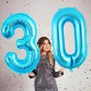 40 Inch Blue 30 Number Balloons, Jumbo Foil Balloons for 30th Birthday Party Decorations Supplies / 30th Anniversary Event