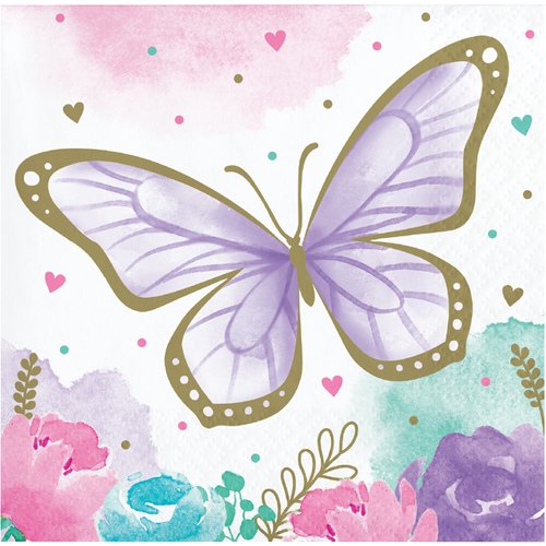 Golden Butterfly Beverage Napkins, 48 ct