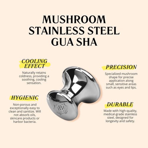 Blumenes - Gua Sha, Lymphatic Drainage Massager, Mushroom Gua Sha Tool for Face & Body, Stainless Steel