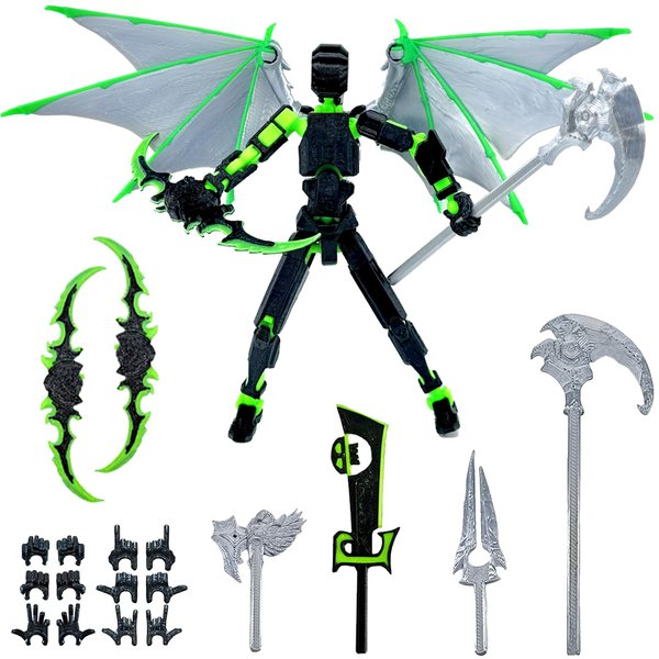 (Assembly Completed) T13 Action Figure Set, Titan 13 Action Figures, 3D Printed Dummy 13 Multi-Jointed Movable Robot Toy, Diy Lucky 13 Action Figure for Kids Adult Christmas Birthday Gifts (Green)
