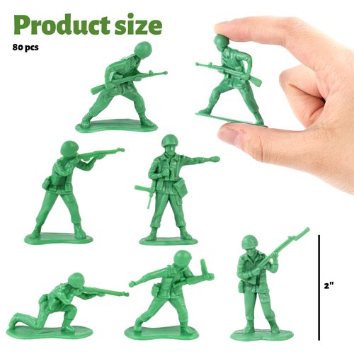 3 otters 80PCS Army Men Action Figures, Plastic Army Men Toy Soldiers Men Soldier Playset for Kids Birthday