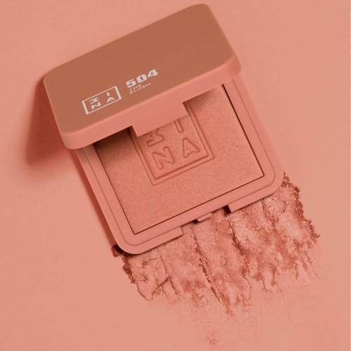3INA The Blush 504 - Natural, Light Mineral Powder Blush For Sensitive Skin - Blendable, Buildable Rouge - Pigmented, Dewy Glow - Vegan, Cruelty Free, Eco Friendly Makeup - Brown Gold Color - 0.26 Oz