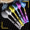 TiTo Titanium Cutlery Set Outdoor Camping Ultra Lightweight Tableware Spoon Knife Spork for Backpacking, Hiking, Travel, Home with Box and Cloth Bag (Colorful Set)
