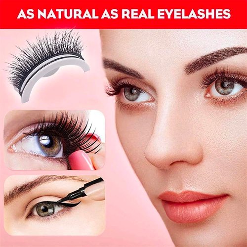 3Pairs Pink Self-adhesive Eyelashes,Eyelashes Snap on No Adhesive,New Snap on Lashes, False Eyelashes,False Lashes