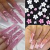 Spring Nail Art, 7Boxes Holographic Flower Nail Charms 3D Pink White Flower Bow Gold Butterfly Nail Art Design Manicure DIY Decoration for Acrylic Nails