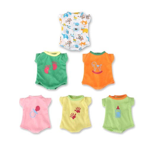 WakaoFeeling 6 Pack Fun Outfits Baby Doll Clothes for 12 Inch Alive Doll Boy, Accessories Clothing for 10-11-12 Inch Baby Doll (Cute Pattern)