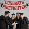 Red Glitter Congrats Firefighter Banner, First in Last Out/Class of 2024/So Proud of You, 2024 Graduation Party Decorations Supplies