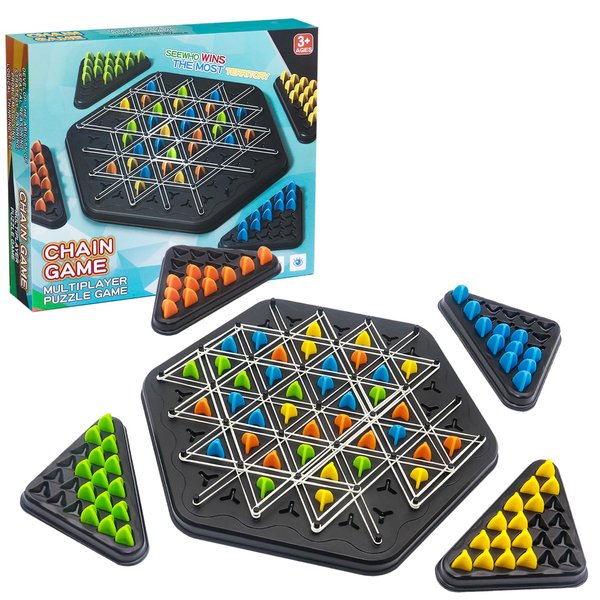 Chain Triangle Chess Game, Triggle Game, Educational Toy for Kids Ages 3+, Strategy Board Game for Family Game Nights, Suitable for 2 Players (Normal Model)