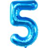 KatchOn, Giant Blue Five Balloon Number - 40 Inch | Number 5 Balloon, 5th Birthday Decorations for Boys | Blue 5 Shark Birthday Balloons | 5 Year Old Balloon for 5 Year Old Boy Birthday Decorations
