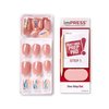 KISS imPRESS No Glue Mani Press On Nails, Design, 'Miracle', Pink, Short Size, Squoval Shape, Includes 30 Nails, Prep Pad, Instructions Sheet, 1 Manicure Stick, 1 Mini File