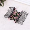 LALAFINA 3pcs Hair Combs Double Side Combs Clip Double Row Hair Comb Beaded Pink Flower Shape Headband