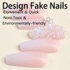 Maigitur 24Pcs Long Press on Nails Coffin Fake Nails Diamond False Nails Nude Pink Gradient Glue on Nails Colorful Rhinestone Stick on Nails Artificial Acrylic Nails for Women Girls Manicure