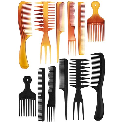 Expressions 12pc Styling Combs, Hair Comb Set for All Hair Types, Professional Barber Supplies, Durable Material, Gentle on Hair