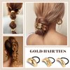 papasgix 3 PCS Metal Hair Tie, Ponytail Hair Cuff, Gold Hair Cuff, Gold Ponytail Cuff Silver Metal Gold Hair Ties Hair Elastic Hair Ties for Women Gold Hair Accessories (Gold Set 01)
