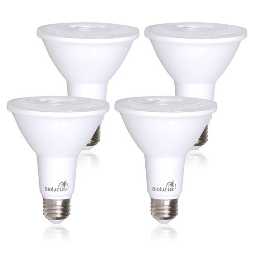 Bioluz LED 4 Pack PAR38 LED Bulb 90 CRI 12W = 100-120 Watt Replacement Daylight 5000K Indoor/Outdoor Dimmable UL Listed Title 20 High Efficacy Lighting