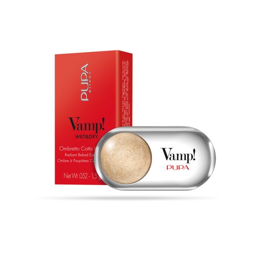 Pupa Milano Vamp! Wet and Dry Baked Eyeshadow - 201 Champagne Gold For Women 0.35 oz Eye Shadow